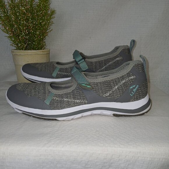 L.L. Bean women's Back Cove Mary Jane mesh adjustable strap shoe, gray, size 8 - Picture 4 of 9
